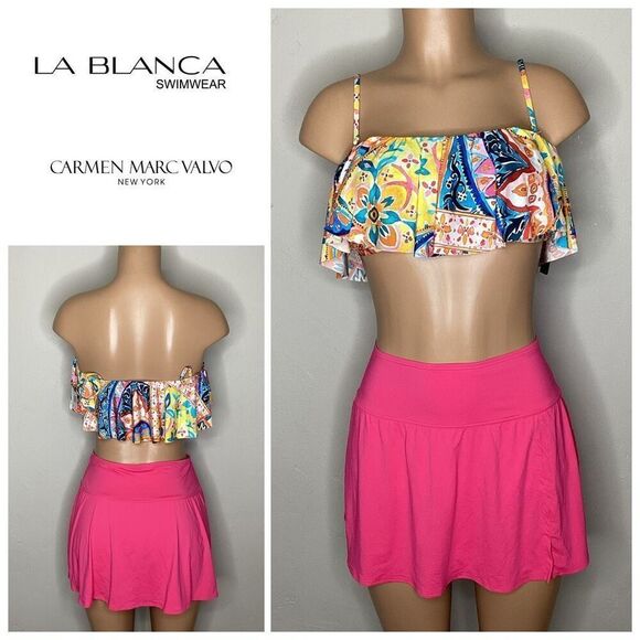 New. La Blanca floral skirted bikini. Large. Retails $169